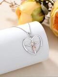 wholesale 925 Sterling Silver Heart-Shaped Caduceus Pendant Necklace for Vets and Nurses-0-1