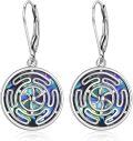 wholesale 925 Sterling Silver Abalone Shell Wheel of Hecate Leverback Drop Earrings Witchcraft Jewellery Gifts for Women-0-0