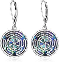 wholesale 925 Sterling Silver Abalone Shell Wheel of Hecate Leverback Drop Earrings Witchcraft Jewellery Gifts for Women-hecate 1