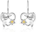 wholesale TOUPOP Hummingbird Earrings Sterling Silver Hummingbird Flower Dangle Drop Hooks Earrings Heart Jewelry Christmas Xmas Birthday Gifts For Her Women Mom Grandma -0-0