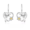 TOUPOP Sterling Silver Hummingbird Flower Dangle Earrings Heart Jewelry-0-0