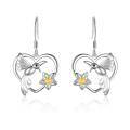 TOUPOP Sterling Silver Hummingbird Flower Dangle Earrings Heart Jewelry-0-0