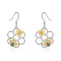 wholesale 925 Sterling Silver Bee Honeycomb Flower Earrings-0-0