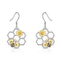 wholesale 925 Sterling Silver Bee Honeycomb Flower Earrings-B-Bee earrings