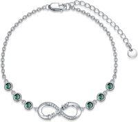 wholesale 925 Sterling Silver 12 Birthstones Infinity Daughter Link Bracelet Gift from Mom-May