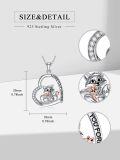 wholesale 925 Sterling Silver I Love You Forever Cat and Kitten Heart Pendant Necklace s for Women Mom-0-3
