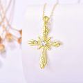 wholesale Gold 925 Sterling Silver Cubic Zirconia Cross Pendant Necklace for Women Mom Faith Gift-0-1