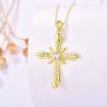 wholesale Gold 925 Sterling Silver Cubic Zirconia Cross Pendant Necklace for Women Mom Faith Gift-0-1