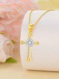 TOUPOP 14K Gold Moissanite Infinity Cross Pendant Necklace-0-4