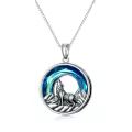 TOUPOP Sterling Silver Stone Wolf Necklace Gift for Women Men Birthday Christmas-0-0