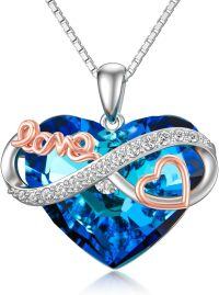 wholesale TOUPOP Infinity Love Heart Necklaces For Women Sterling Silver Infinity Heart Pendant Necklace With Blue Heart Crystal Anniversary Christmas Birthday Valentines Mothers Day Jewely Gifts For Women -undefined
