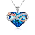 TOUPOP Sterling Silver Blue Crystal Infinity Love Heart Pendant Necklace-0-0