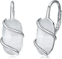 wholesale 925 Sterling Silver Mother of Pearl Drop Earrings – April Birthstone Dangle Jewelry for Women-Leveback-Mother of Pearl