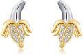wholesale 925 Sterling Silver Angel Wing Stud Earrings with Cubic Zirconia and Gold Plating - Fashionable Jewelry for Women-0-0