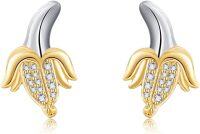 wholesale 925 Sterling Silver Angel Wing Stud Earrings with Cubic Zirconia and Gold Plating - Fashionable Jewelry for Women-Banana