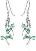wholesale 925 Sterling Silver Green Crystal Dragonfly Drop Earrings for Women-0-0