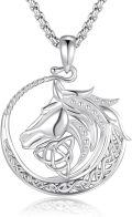 wholesale 925 Sterling Silver Celtic Knot Horse Head Pendant Necklace Norse Viking s for Men Women-0-0