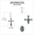 wholesale 925 Sterling Silver Celtic Knot Abalone Shell Cross Dangle Drop Earrings for Women-0-4
