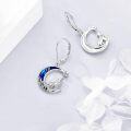 wholesale 925 Sterling Silver Howling Wolf Moon Drop Earrings with Blue Enamel and Stars-0-3