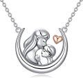 wholesale 925 Sterling Silver Moon & Heart Pendant Necklace - Gifts for Grandmas Mothers' Day Jewelry-0-0