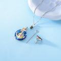 wholesale 925 Sterling Silver Blue Crystal Angel Wing Cremation Jewelry Keepsake Pendant with Funnel and Fill Tool-0-2