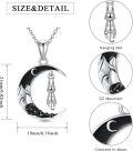 wholesale 925 Sterling Silver Crescent Moon Pendant with Black Enamel and Dangling Cat Charm Necklace-0-1