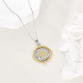 wholesale 925 Sterling Silver Compass Pendant with Gold Accents & Cubic Zirconia - Nautical Inspired Jewelry Graduation Gifts for Her-0-1