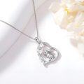 wholesale 925 Sterling Silver Rabbit in Heart Shape Pendant Necklace with Cubic Zirconia Stones - Cute  for Women Girlfriends Moms-0-1
