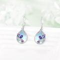 wholesale 925 Sterling Silver Teardrop Purple Flower Bird Drop Dangle Earrings for Women-0-4