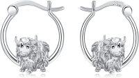 wholesale 925 Sterling Silver Birthstone Highland Cow Stud Earrings Cute Animal Jewelry Gift for Women Girls-Hoop