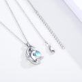 wholesale 925 Sterling Silver Dolphin Blue Crystal Heart Pendant Necklace Gift for Women-0-1