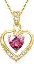 wholesale 14K Gold & Birthstone Heart Necklace - Garnet, Amethyst, Aquamarine, Diamond, Emerald, Alexandrite, Ruby, Peridot, Sapphire, Rose Quartz, Citrine, Blue Topaz - 18mm Personalized Gift for Women-0-0