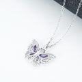 wholesale 925 Sterling Silver Purple Crystal Butterfly Cremation Keepsake Pendant Necklace for Women - Memorial Urns Jewelry with Funnel and Fill Tool-0-1