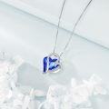wholesale 925 Sterling Silver Blue Heart Pendant Necklace for Women Girls-0-2