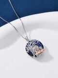 wholesale 925 Sterling Silver Blue Crystal Family Tree Pendant Necklace for Mom Dad Daughter Son-0-4