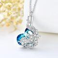 wholesale 925 Sterling Silver Blue Crystal Peacock Cremation Pendant Necklace for Ashes Keepsake Jewelry-0-3