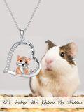 wholesale 925 Sterling Silver Corgi Dog Heart Pendant Necklace with Cubic Zirconia and Engraved Message I Love You Forever for Women-0-1