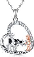 wholesale TOUPOP Cow Necklace Cow Christmas Gift 925 Sterling Silver Heart Cow Pendant Necklaces Cute Animal Jewelry Gifts For Women Cow Lovers Birthday Gifts Ideas -0-0