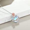 wholesale 925 Sterling Silver Heart-Shaped Rose & Moonstone Pendant Necklace for Grandmother-0-4