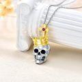 wholesale 925 Sterling Silver & Rose Gothic Revival Skull Necklace, 1.06 Inch Pendant, 18 Inch Chain, Gift Box, Life & Death Symbol-0-3