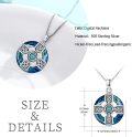 wholesale 925 Sterling Silver Blue Gemstone Celtic Cross Knot Pendant Necklace for Women-0-1