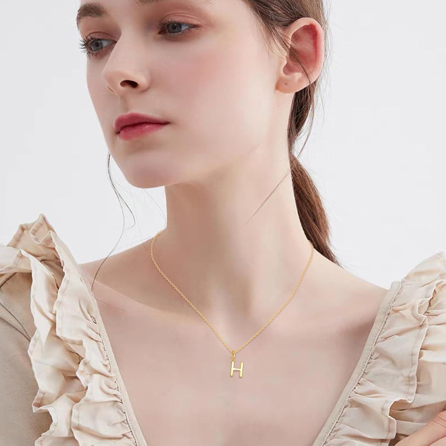14K Gold Letter Pendant Necklace 18 -0-3