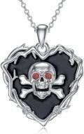 wholesale 925 Sterling Silver Gothic Heart Pendant with Red Eyes and Black Enamel for Women-0-0