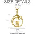 wholesale 14K Gold Real Gold Cute Cat Circle Pendant Necklace for Women Girls-0-3