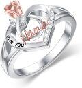 wholesale TOUPOP Nana Ring With Rose Flower - Sterling Silver I Love You Nana Jewelry -0-0