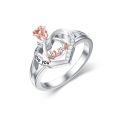 TOUPOP Sterling Silver Rose Flower I Love You Nana Ring-0-0