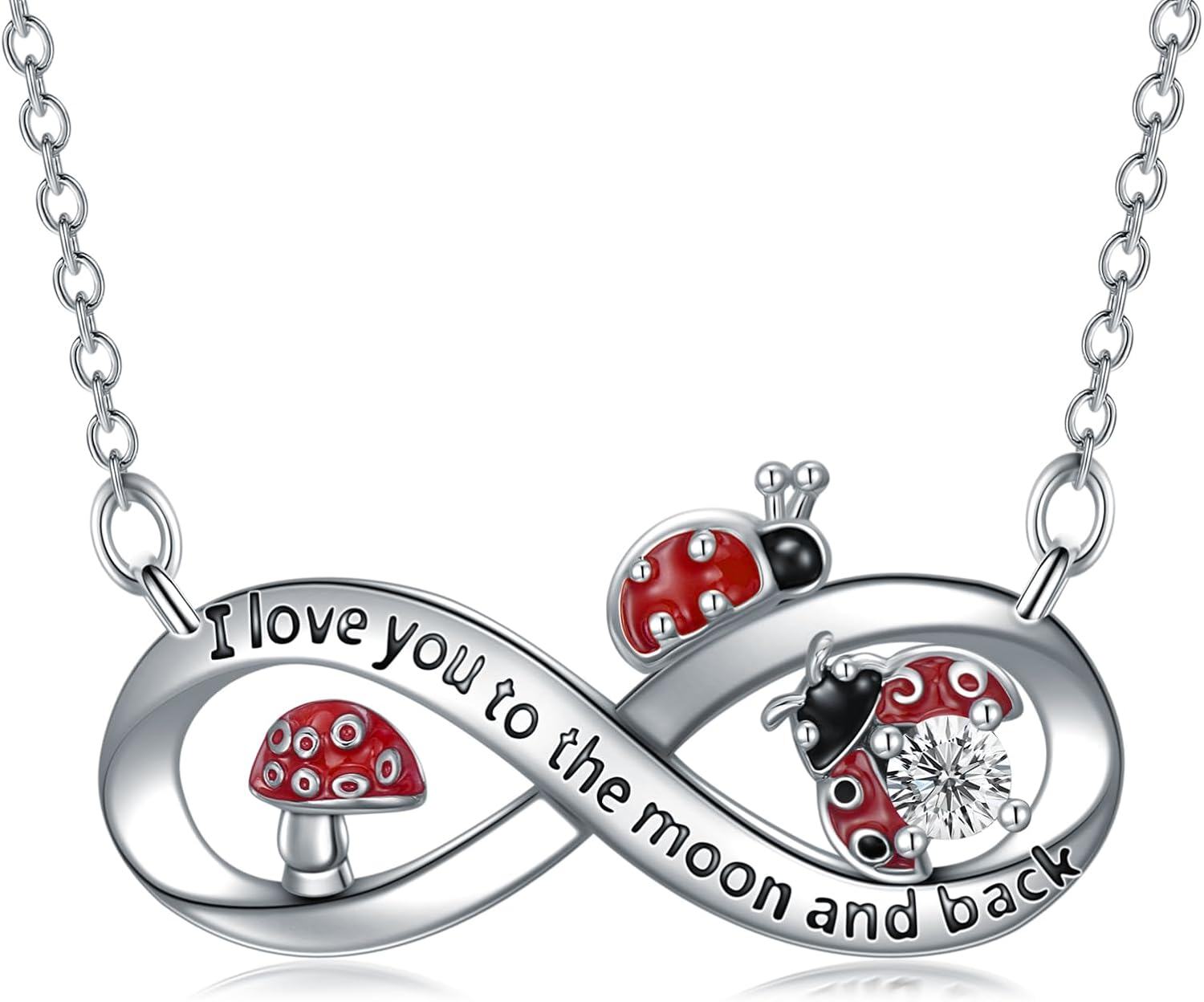 Sterling Silver Honeycomb Crown Bee Ladybug Pendant Necklace for Her-0-0