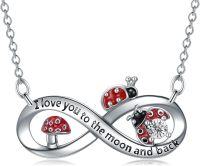 wholesale 925 Sterling Silver Infinity Love You to the Moon and Back Ladybug Mushroom Pendant Necklace for Women-Ladybug Necklace