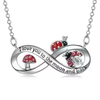 wholesale 925 Sterling Silver Infinity Love You to the Moon and Back Ladybug Mushroom Pendant Necklace Wholesale for Women-Ladybug Necklace