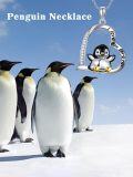 wholesale 925 Sterling Silver Penguin Heart Love You Forever Pendant Necklace for Women Girls Gifts-0-4